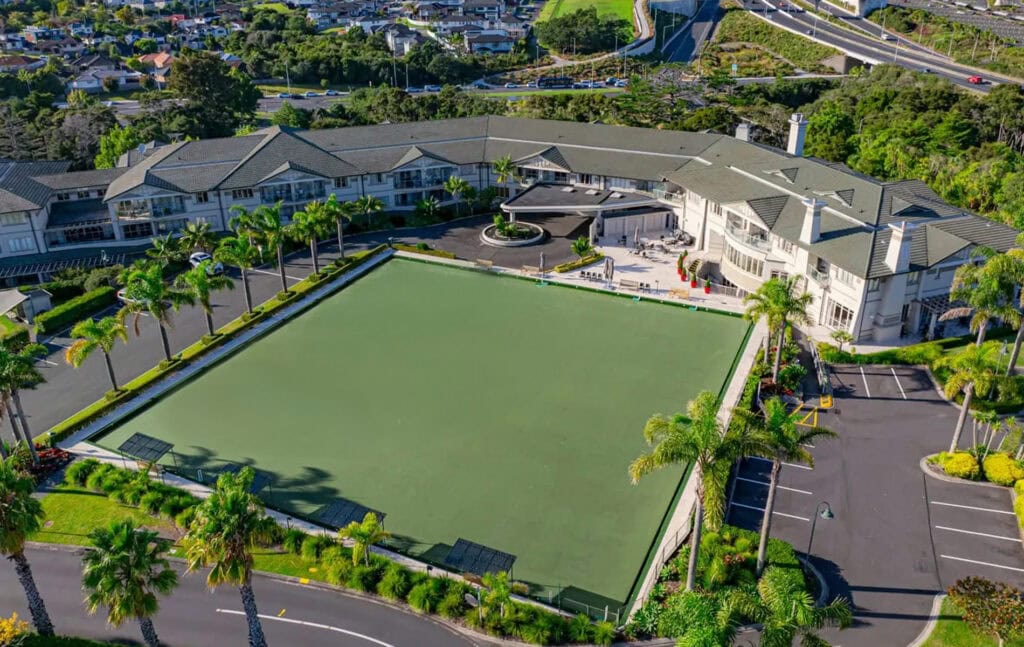 a birds-eye view of a retirement village